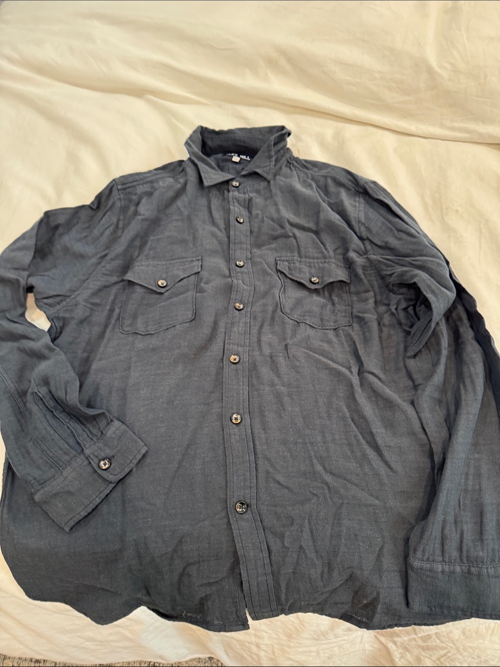 Alex Mill Men's Lightweight Navy Shirt Jacket, in lightweight gauze fabric